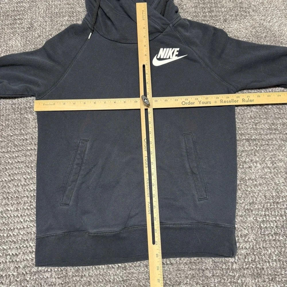 Vintage Nike Womens Cowl Neck Pullover Hoodie Sweatshirt Size M Faded Black Logo